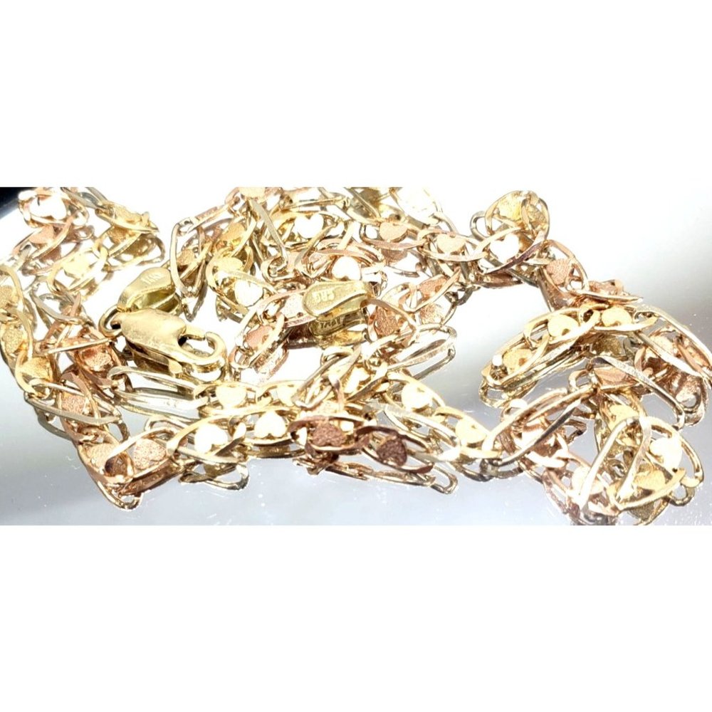chain for women or men 3 colors 14k heart shape, 24"